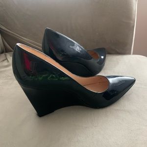 Nine West Navy Blue Patent Leather Wedges
